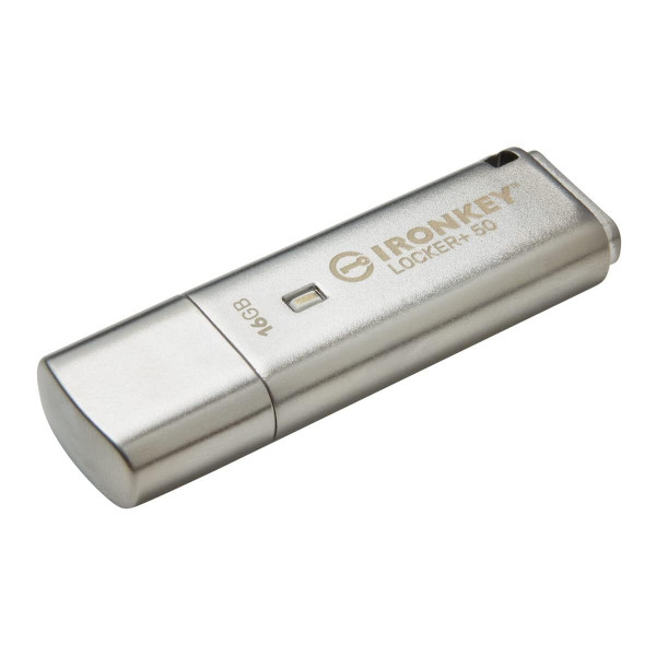 Kingston Ironkey Locker+ 50 16 GB Cumenciado unidad flash USB | USB 3.2 Gen 1 | Protección XTS-AES | Opciones de seguridad de palabras múltiples | Copia de seguridad de la nube automática | Carcasa de metal | IKLP50/16GB, plata
