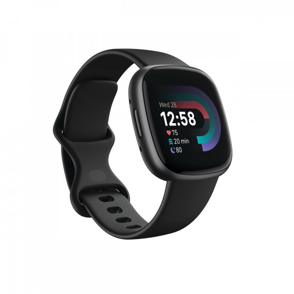 Reloj inteligente Fitbit Versa 4 Fitness con preparación diaria, GPS, frecuencia cardíaca 24 horas al día, 7 días a la semana, más de 40 modos de ejercicio, seguimiento del sueño y más, negro/grafito, talla única (bandas S y L incluidas)
