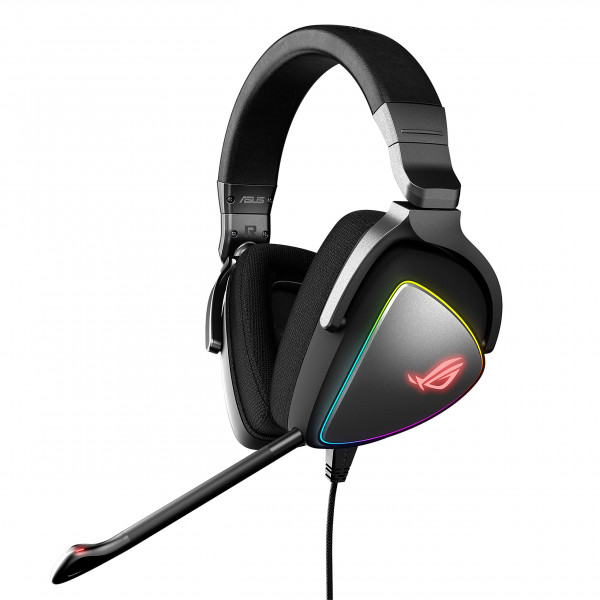 Auriculares para juegos ASUS ROG DELTA | Auriculares con micrófono y ESS Quad-DAC de alta resolución | Auriculares para juegos compatibles para PC, Mac, PS4, Xbox One | Iluminación RGB Aura Sync, negro