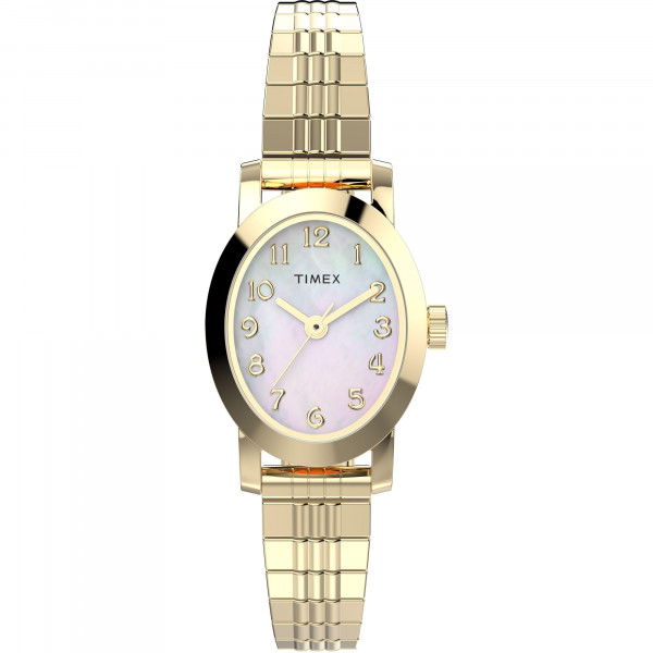 Reloj Timex Cavatina de 18 mm para mujer - Banda de expansión en tono dorado Esfera de nácar Caja en tono dorado