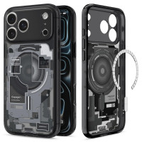 Spigen Ultra Hybrid MagFit Funda de impresión digital directa para iPhone 17 Pro [Diseño personalizado][Compatible con Magsafe] - Zero One Black