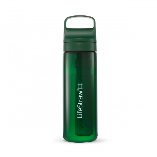 LifeStraw Go Series: botella con filtro de agua sin BPA para viajes y uso diario que elimina bacterias, parásitos y microplásticos, mejora el sabor, 22 oz Terrace Green