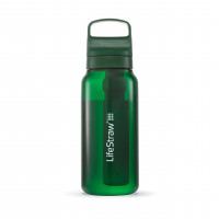 LifeStraw Go Series – Botella con filtro de agua sin BPA para viajes y uso diario elimina bacterias, parásitos y microplásticos, mejora el sabor, 1 L Terrace Green