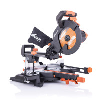 Evolution Power Tools R255SMS+ PLUS Sierra ingletadora deslizante de 10 pulgadas más cortes multimaterial multiusos para metal, plástico, madera y más Bisel de 0˚ - 45˚ y ángulos de inglete de 50˚ - 50˚ Hoja TCT incluida