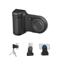Belkin Stage Powergrip, agarre magnético para cámara con carga inalámbrica de 9300 mAh, banco de energía con cable USB C retráctil, Bluetooth, accesorio para trípode, pantalla LCD, cargador portátil para iPhone, Google Pixel, etc.