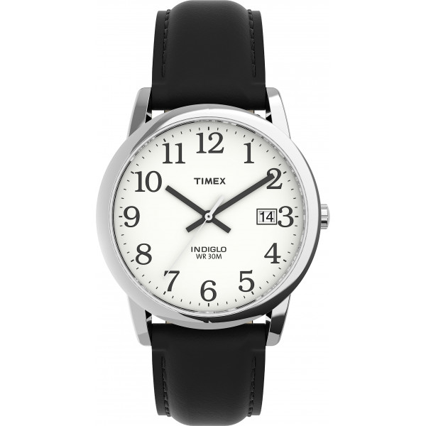 Timex T2H281 Easy Reader Reloj con correa de cuero negro de 35 mm