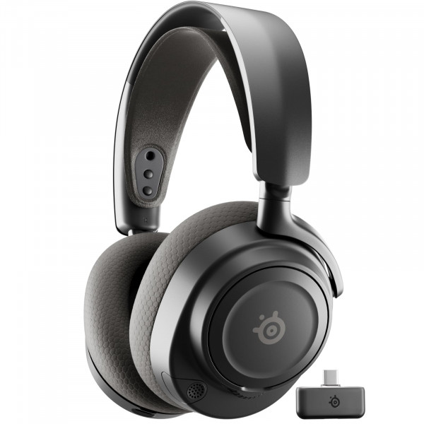 SteelSeries Arctis Nova 7P Auriculares inalámbricos para juegos Gen 2 - Control de aplicaciones en tiempo real, reproducción de más de 50 HR, controladores magnéticos de neodimio, mezcla de 2,4 GHz/Bluetooth, PS5, PS4, PC, Switch 1/2, móvil - Negro