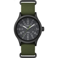 Reloj Timex Expedition Scout de 40 mm para hombre, caja negra, esfera negra y correa de tela verde