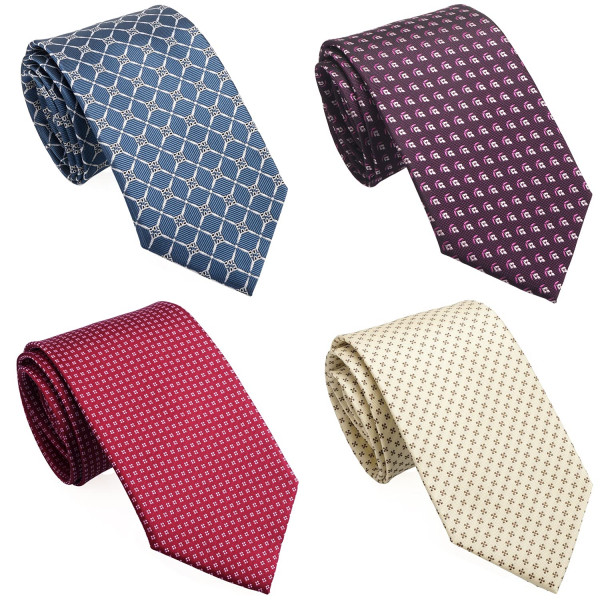 ZENXUS Corbatas extralargas para hombres grandes y altos, corbatas largas XL de 63 pulgadas, rojo, azul, berenjena, beige, paquete de 4