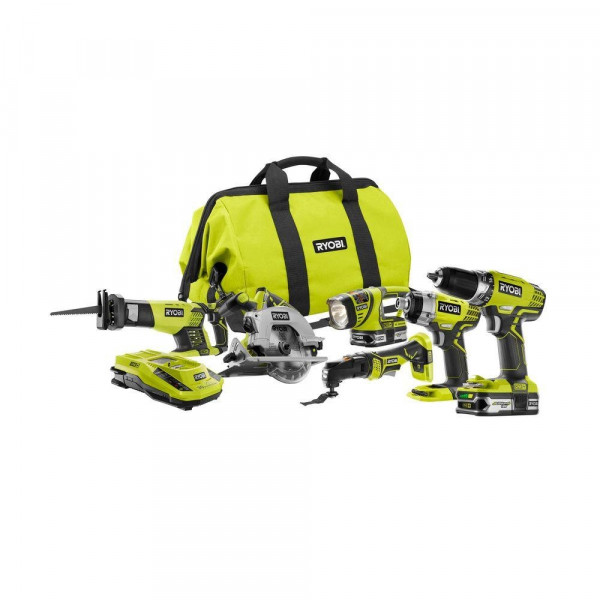 Kit combinado de iones de litio ONE+ de 18 voltios P884 de RYOBI (6 herramientas)