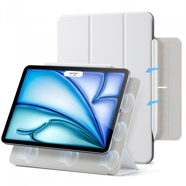 ESR Funda para iPad Air de 11 pulgadas M3/M2 (2025/2024), iPad Air 5.ª/4.ª generación (2022/2020), potente accesorio magnético, funda delgada con soporte triple, encendido/apagado automático, protección duradera, color blanco