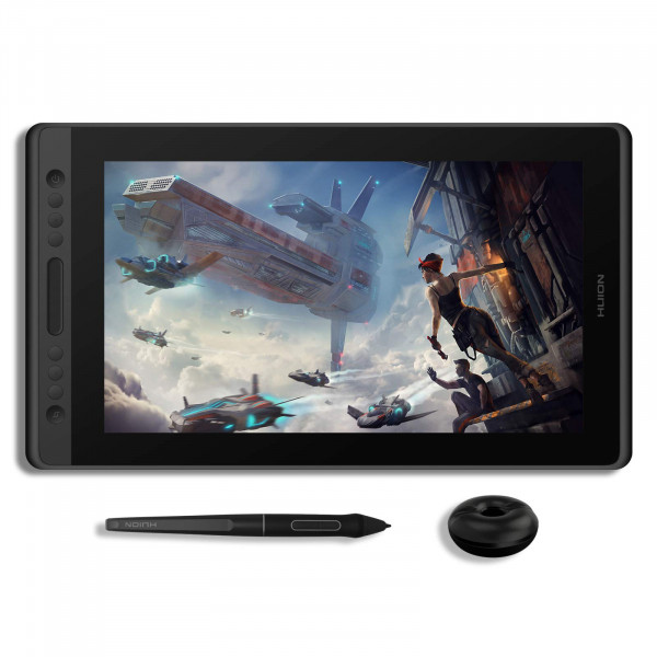 HUION KAMVAS Pro 16 Tableta gráfica de dibujo con pantalla Monitor gráfico completamente laminado con lápiz óptico sin batería Inclinación 8192 Presión del lápiz 6 teclas de acceso rápido Barra táctil - Tableta gráfica de 15,6 pulgadas para PC/MAC/Linux