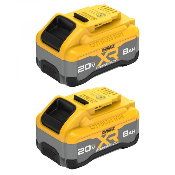 DEWALT Batería de iones de litio POWERPACK 20V MAX XR 8Ah, paquete de 2 (DCB2108-2)