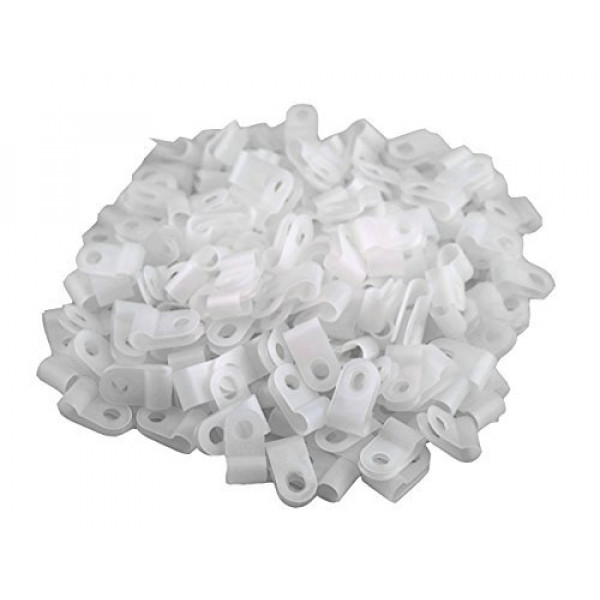 XINGYHENG 200 clips de cable tipo R de nailon blanco para tubo de alambre de 1/4 pulgadas (6,35 mm) de diámetro (fijador de clip de cable de plástico)