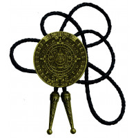 Moranse Corbata Bolo Con Calendario Azteca De Peltre Diseño De Círculo Vaquero Dos Colores (Dorado)