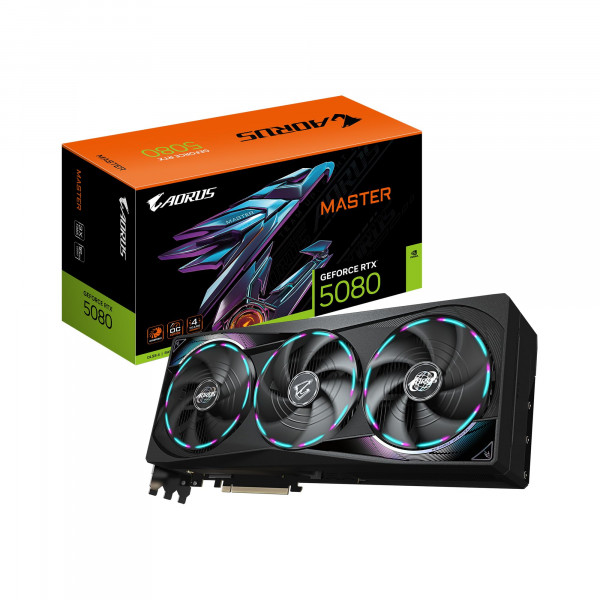 Tarjeta gráfica GIGABYTE AORUS GeForce RTX 5080 Master 16G, sistema de refrigeración WINDFORCE, 16 GB GDDR7 de 256 bits, tarjeta de vídeo GV-N5080AORUS M-16GD