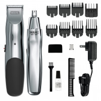 Kit de recortador de barba recargable Wahl Groomsman para bigotes, pelo de nariz y detalles y arreglo ligeros con recortador de nariz con batería húmeda/seca adicional - Modelo 5622v