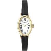 Reloj Timex Cavatina de 19 mm para mujer - Correa negra, esfera blanca y caja en tono dorado