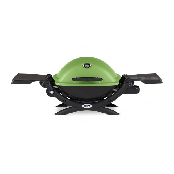Weber Q1200 Parrilla de gas portátil de propano líquido para viajes y camping, 1 quemador, verde