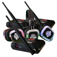 Silent Sound System Paquete de 50 auriculares LED Silent Disco (50 auriculares RF, 3 transmisores)
