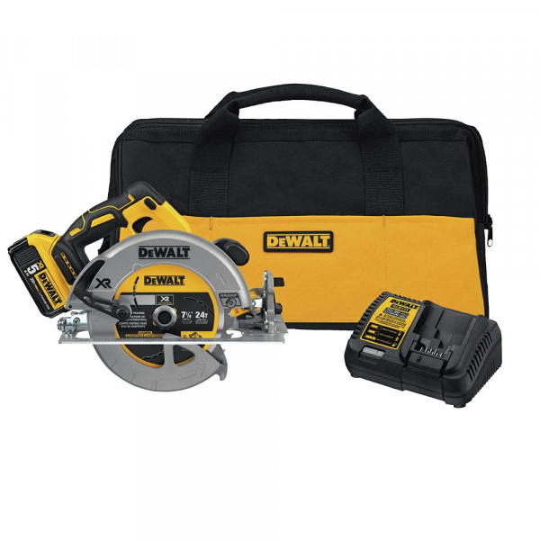 Sierra circular inalámbrica DEWALT 20V MAX* de 7-1/4 pulgadas con kit de freno (DCS570P1)