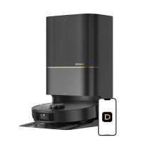 DREAME X40 Aspiradora ultra robótica con trapeador extraíble y elevable, succión de 12,000 Pa, limpieza extensa con cepillo lateral, autolimpieza de trapeador y tabla de lavar a 158 °F, vaciado automático, recarga automática, cepillos elevables