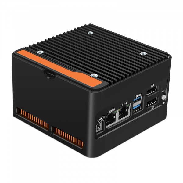 StoneStorm Mini PC NAS de 4 bahías con dos puertos LAN i226-v de 2,5 GbE, N150 de 12.ª generación con DDR5 MAX 48 GB, 4 M.2 NVMe 2280, pantalla dual 4K, 2 USB3.2 de 10 Gbps para enrutador Micro Firewall/computadora de bolsillo (Barebone)