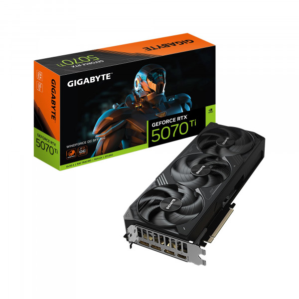 Tarjeta gráfica GIGABYTE GeForce RTX 5070 Ti WINDFORCE OC SFF 16G, 16 GB GDDR7 de 256 bits, PCIe 5.0, sistema de refrigeración WINDFORCE, tarjeta de vídeo GV-N507TWF3OC-16GD