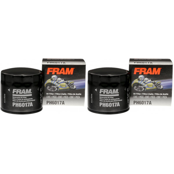 FRAM Extra Guard PH6017A, filtro de aceite de motor giratorio de intervalo de reemplazo automotriz de cambio de 10K millas para modelos de motocicleta seleccionados (paquete de 2)