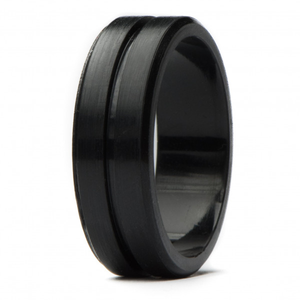 Alianza de boda de silicona para hombre | Anillo con ranura fina de 7 mm de ancho | Alianza de Goma Negra Talla 11