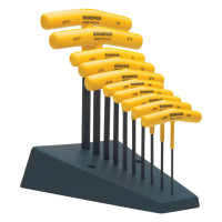 Bondhus 13390 Juego de 10 mangos en T hexagonales con soporte, tamaños 3/32-3/8, multicolor, talla única