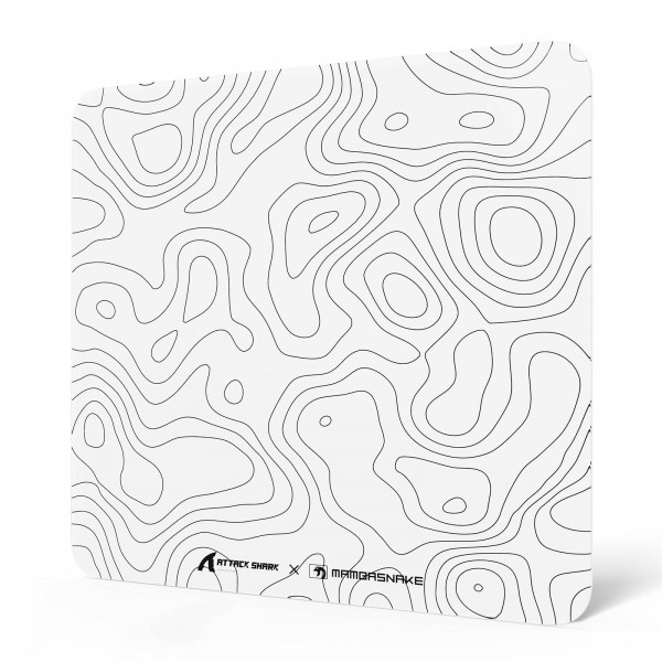 Attack Shark CM05 Alfombrilla de ratón para juegos de cristal contorneado, textura nano-micrograbada, superficie de vidrio lisa, alta precisión, movimiento rápido, antiarañazos, base súper antideslizante de cuero PU, tamaño grande (450 × 400 mm), blanco