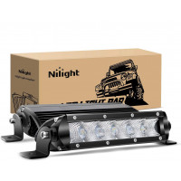 Nilight 40001F-B Bar Super Slim 2 piezas 7 pulgadas 30 W niebla de conducción de inundación 3600 LM luces LED todoterreno de una sola fila para soportes de montaje estilo Jeep-2, 2 años de garantía, negro