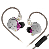 KZ ZSN Pro in Ear Monitor, Auriculares para juegos Nuevos controladores 1DD 1BA Auriculares intrauditivos híbridos IEM Auriculares con cable con cancelación de ruido Armadura equilibrada Controlador dinámico Auriculares híbridos con cable (púrpura con mic
