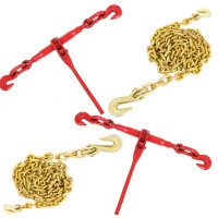 Carpeta de cadena de trinquete, 2 unidades, carpetas de carga resistentes de 1/4-5/16 con cadenas G80 de 1/4X12FT, límite de carga seguro de 3150 libras, carpetas de cadena de transporte de amarre para remolque de camión de plataforma