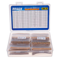 BOJACK 1000 piezas Kit de resistencias de 25 valores 1 Ohm-1M Ohm con 5% 1/2W Surtido de resistencias de película de carbono