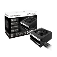Fuente de alimentación certificada Thermaltake Smart 500W 80+ blanca, potencia continua con ventilador de refrigeración ultra silencioso de 120 mm, fuente de alimentación ATX 12V V2.3/EPS 12V PFC activo PS-SPD-0500NPCWUS-W