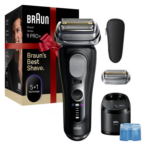Afeitadora eléctrica Braun Series 9 PRO+, Pro SensoAdapt, 6 en 1 SmartCare Center, 9660CCPS, negra, regalos navideños para hombres