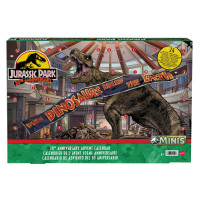 Mattel Jurassic World Calendario de Adviento navideño con cuenta regresiva de 24 días, sorpresa diaria, mini dinosaurios de juguete, figuras humanas y puertas