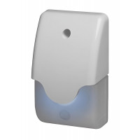 WBox Technologies 0E-SRNSTROBT Sirena estroboscópica a prueba de manipulaciones para interiores y exteriores, tono único, estroboscópica azul, resistente a la intemperie, colores marfil y transparente, 140 mA a 12 V CC