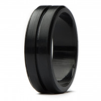 Alianza de boda de silicona para hombre - Anillo con ranura fina de 7 mm de ancho | Anillos de boda de goma para el trabajo, el deporte y el entrenamiento | Negro Talla 7
