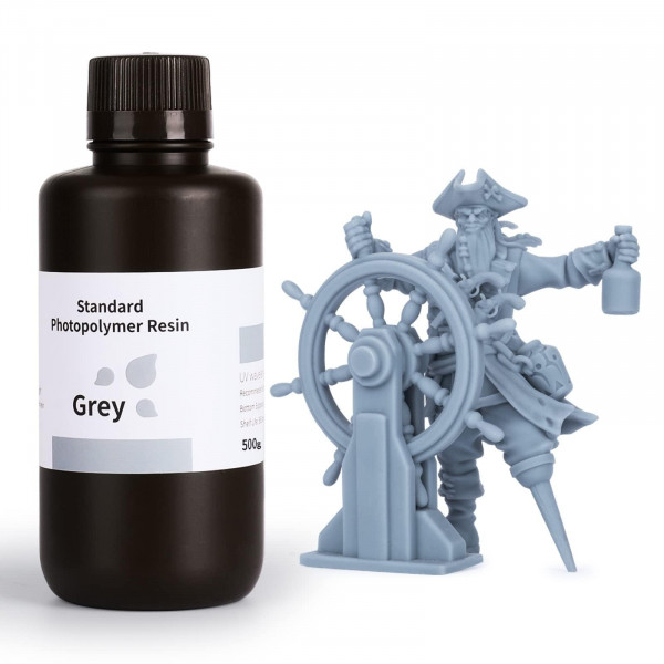 ELEGOO Resina de Fotopolímero Estándar LCD Resina de Curado UV 405nm Resina de Impresora 3D para Marte Saturno Júpiter MSLA DLP LCD Impresión 3D Gris 500g