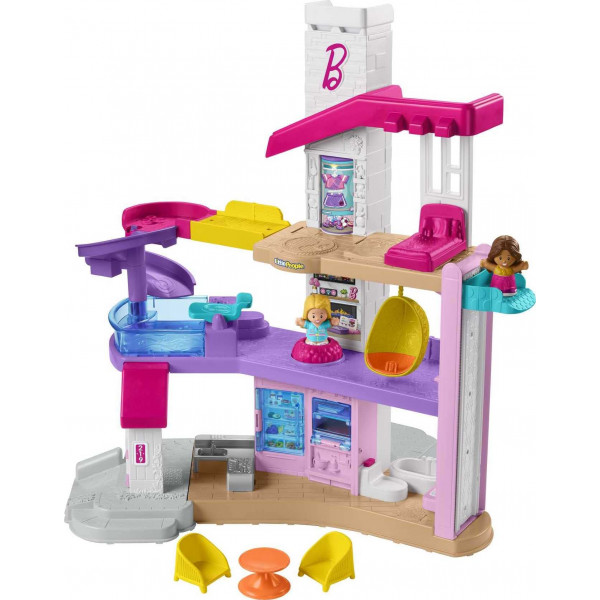 Fisher-Price Little People Juguete para niños pequeños Barbie DreamHouse Playset con luces musicales y figuras para juegos de simulación para niños a partir de 18 meses