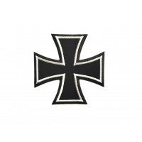 Parche de cruz de hierro alemán, 3.0 in, blanco sobre negro, motocicleta, chaleco de motociclista, sombrero, aplique para planchar o coser