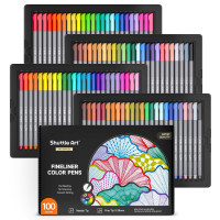 Shuttle Art Rotuladores Fineliner, 100 colores, juego de rotuladores de color Fineliner de 0,38 mm, rotuladores de punta fina para dibujo de líneas finas, perfectos para libros de colorear para adultos, dibujos y proyectos de arte en diarios