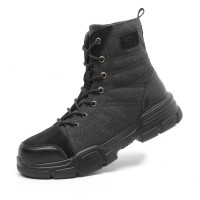 SUADEX Botas con punta de acero para hombres y mujeres, indestructibles, antideslizantes, cómodas botas de trabajo para hombres, botas de trabajo y seguridad, zapatos de construcción