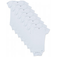 Gerber Baby - Pack de 8 monos de manga corta, color blanco sólido, 24 meses