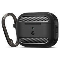 Spigen Funda para AirPods Pro 3, Armadura Robusta Compatible con Funda AirPods Pro de 3.ª Generación (2025), Funda Protectora a Prueba de Golpes con Mosquetón - Negro Mate