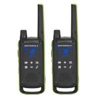 Motorola Solutions T803 Walkie Talkie con radio bidireccional IP54 resistente al agua 35 mi. Bluetooth con base de carga, paquete de 2 (verde lima)