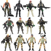 Liberty Imports Paquete de 12: Juego de soldados de juguete militares de EE. UU. Figuras de acción de hombres del ejército con armas realistas Accesorios de combate para niños Juego de batalla de simulación